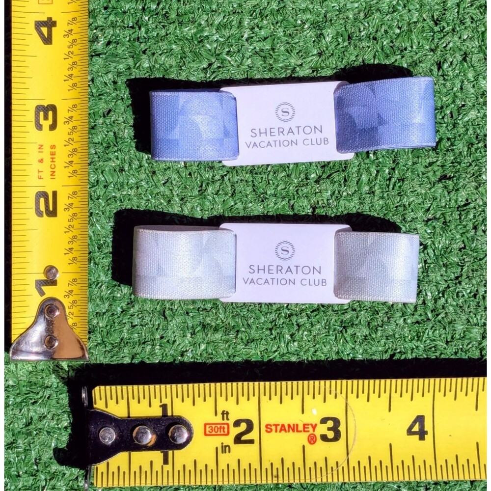 2 Souvenir Purple & Silver Sheraton Vacation Club Elastic Wristband OSFM Set EUC